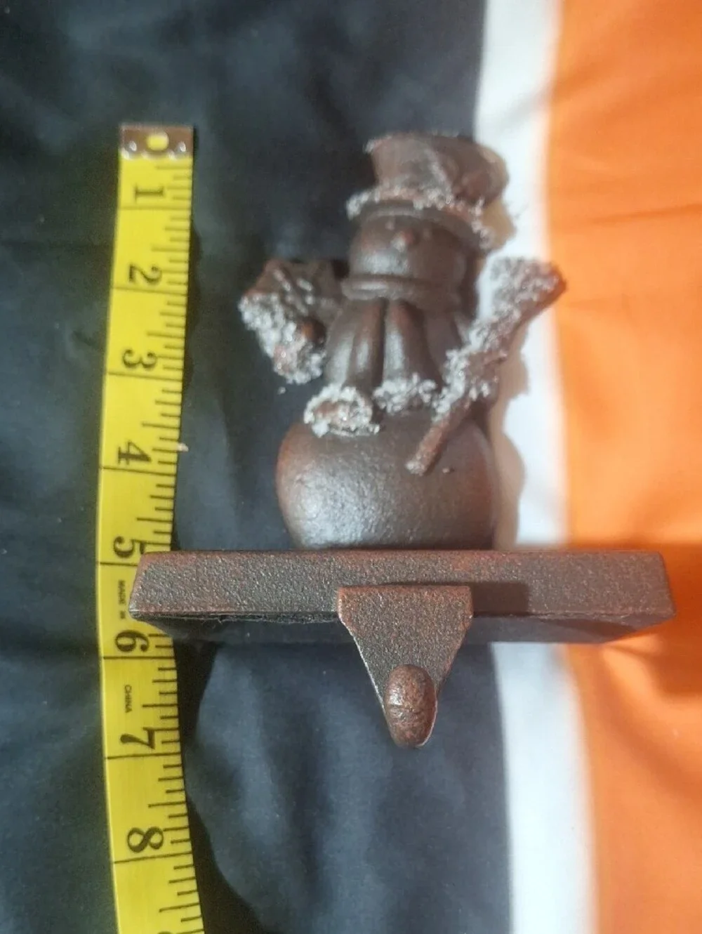 Brown Santa and Snowman Stocking Holders - Holiday Mantel Decor